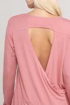 Women's Long Sleeve Cut-Out Back At leisure Top style 6