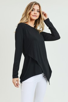 Women's Long Sleeve Asymmetrical Hem Tunic Top style 3