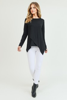 Women's Long Sleeve Asymmetrical Hem Tunic Top style 5