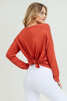 Women's Long Sleeve Tie Back Athleisure Top style 5
