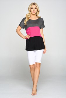 Women's Short Sleeve Colorblock Top style 5