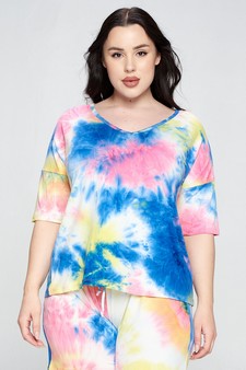 Women's Tie-Dye Print Dropped Shoulder T-Shirt - BOTTOMS: 807SR007P style 4