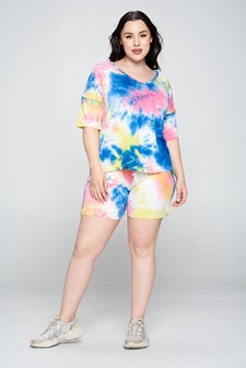 Women's Tie-Dye Print Dropped Shoulder T-Shirt - BOTTOMS: 807SR007P style 5