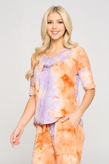 Women's Tie-Dye Print Dropped Shoulder T-Shirt - BOTTOMS: 807SR007 style 3