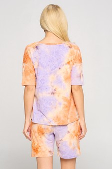 Women's Tie-Dye Print Dropped Shoulder T-Shirt - BOTTOMS: 807SR007 style 4