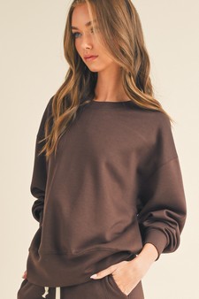 Women’s Solid Crewneck Scuba Sweatshirt style 4