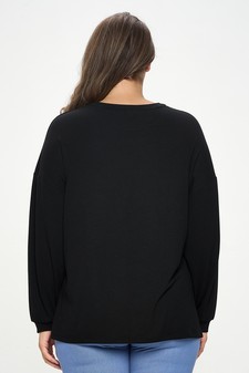 Women's Essential Relaxed Long Sleeve with Side Slits style 3