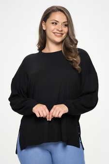 Women's Essential Relaxed Long Sleeve with Side Slits style 4