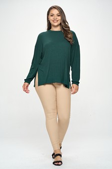 Women's Essential Relaxed Long Sleeve with Side Slits style 5