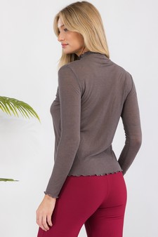 Ribbed Long Sleeve Top with Lettuce Trims style 3