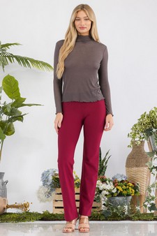 Ribbed Long Sleeve Top with Lettuce Trims style 5