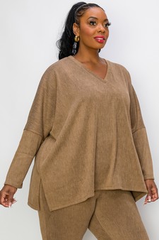 Women's V-Neck Loose Fit Comfy Knit Top style 2