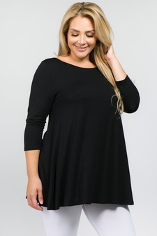 Women's 3/4 Sleeve Tunic with Hidden Pockets - PLUS SIZE style 2