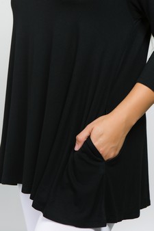 Women's 3/4 Sleeve Tunic with Hidden Pockets - PLUS SIZE style 5