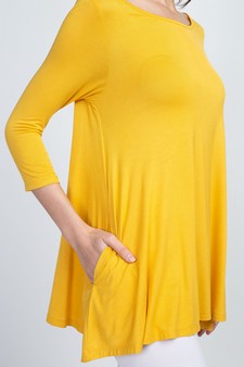 Women's 3/4 Sleeve Tunic with Hidden Pockets style 6