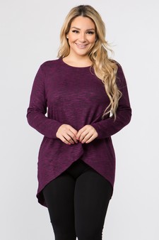 Women's Faux Wrap Space-Dye Knit Tunic Top style 2