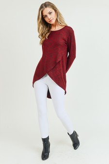Women's Faux Wrap Space-Dye Knit Tunic Top style 7
