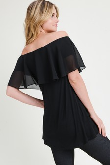 Lady's Off The Shoulder Chiffon Ruffle Tunic Top - *** NY ONLY *** style 5