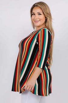 Women's Colorful Striped Tunic Top style 2
