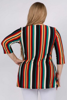 Women's Colorful Striped Tunic Top style 3