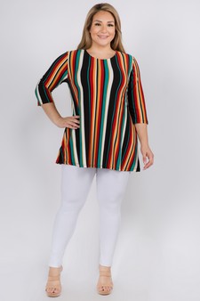 Women's Colorful Striped Tunic Top style 4