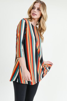 Women's Colorful Striped Tunic Top style 2