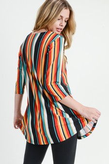 Women's Colorful Striped Tunic Top style 3