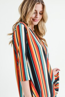Women's Colorful Striped Tunic Top style 4