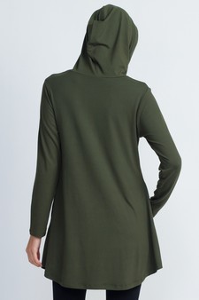 Lady's Long Sleeve Tunic Top Hoodie with Two Pockets style 3