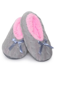 Kids Cable Knit Indoor Ballet Slippers style 4