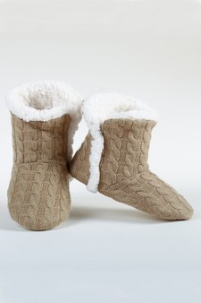 Women's Cable Knit Faux Sherpa Lined Slippers style 2