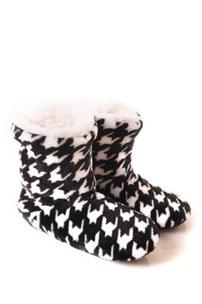 Women's Patterned Faux Sherpa Lined Slipper Booties **NY ONLY** style 6
