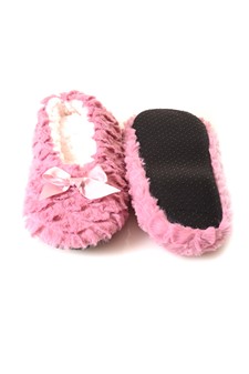 Furry Textured Satin Bow Faux Sherpa Lined Slippers style 2