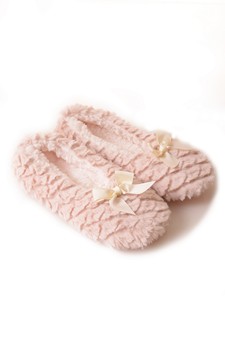 Furry Textured Satin Bow Faux Sherpa Lined Slippers style 3