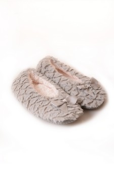 Furry Textured Satin Bow Faux Sherpa Lined Slippers style 5