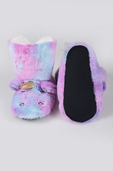 Women's Fuzzy Rainbow Unicorn Slipper Boots style 10
