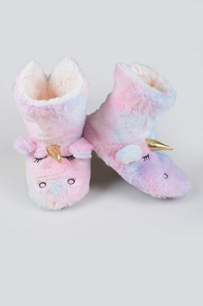 Women's Fuzzy Rainbow Unicorn Slipper Boots style 3