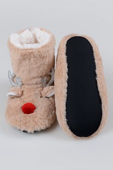 Women's Furry Reindeer Slipper Booties style 12