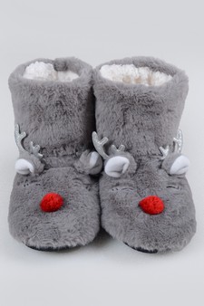 Women's Furry Reindeer Slipper Booties style 18