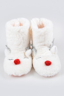 Women's Furry Reindeer Slipper Booties style 22