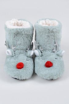 Women's Furry Reindeer Slipper Booties style 6
