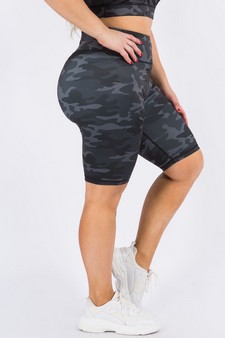 Women's Shark Grey Camo Activewear Biker Shorts (XL only) style 2
