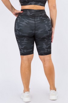 Women's Shark Grey Camo Activewear Biker Shorts (XL only) style 3