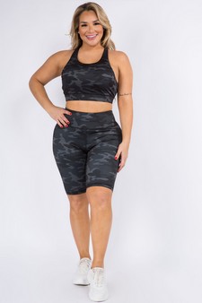 Women's Shark Grey Camo Activewear Biker Shorts (XL only) style 4