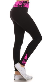 Women's Active Sport Leggings with Bright Tie Dye Trim style 4