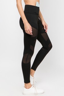 Women's Mesh Striped Single Pocket Activewear Leggings (Large only) style 2