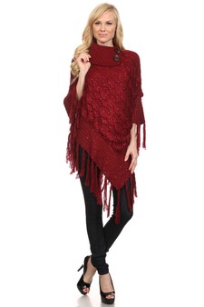 Women's Sequinence Turtleneck Poncho style 2