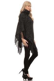 Women's Turtleneck Cable Knit Poncho style 3