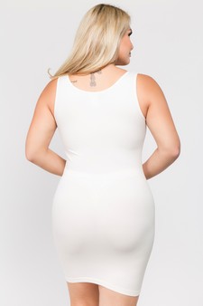 Women's Seamless Long Tank Slip Dress White Color style 4