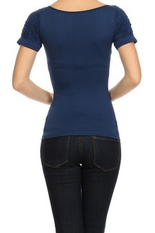 Navy-Lady's Seamless Fashion Top style 4